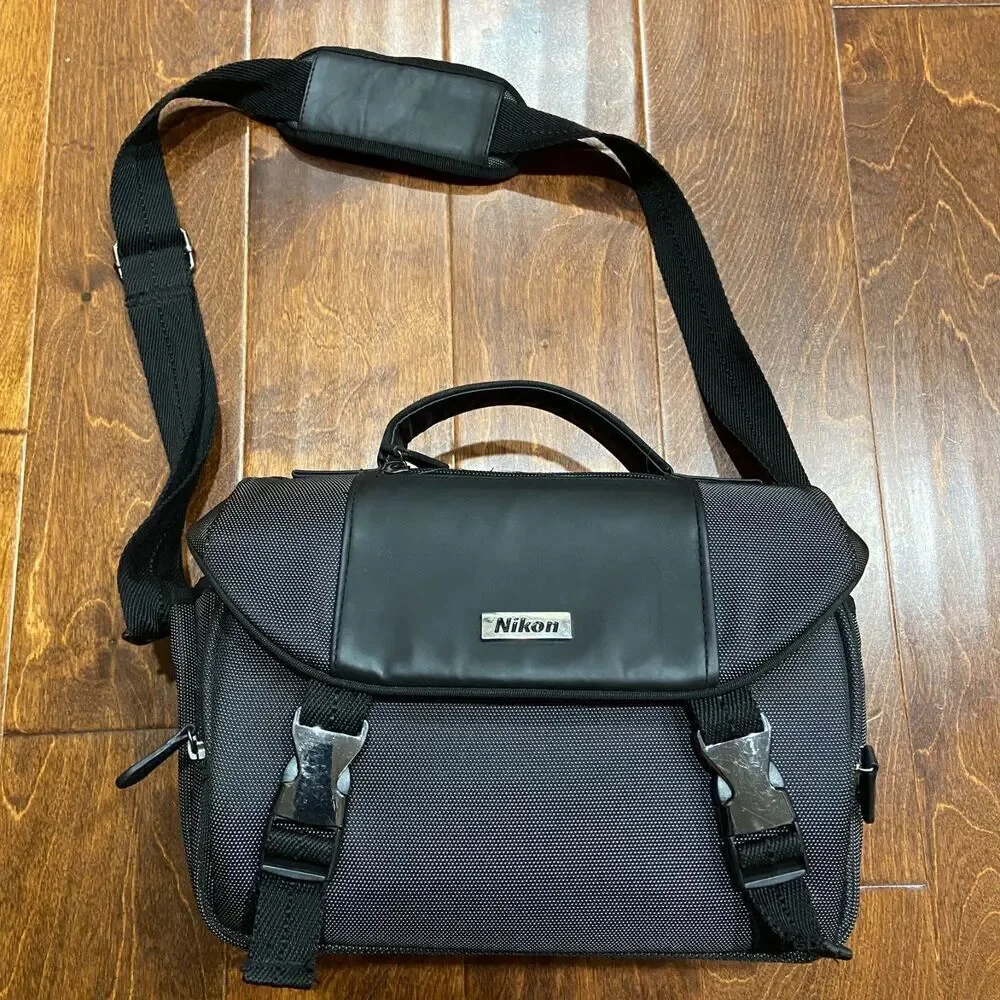 Nikon Genuine DSLR Camera Photography Black Gray Adjustable Shoulder Bag